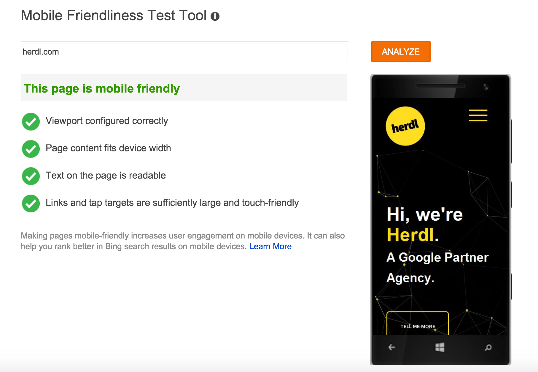 Mobile Friendliness Test Tool