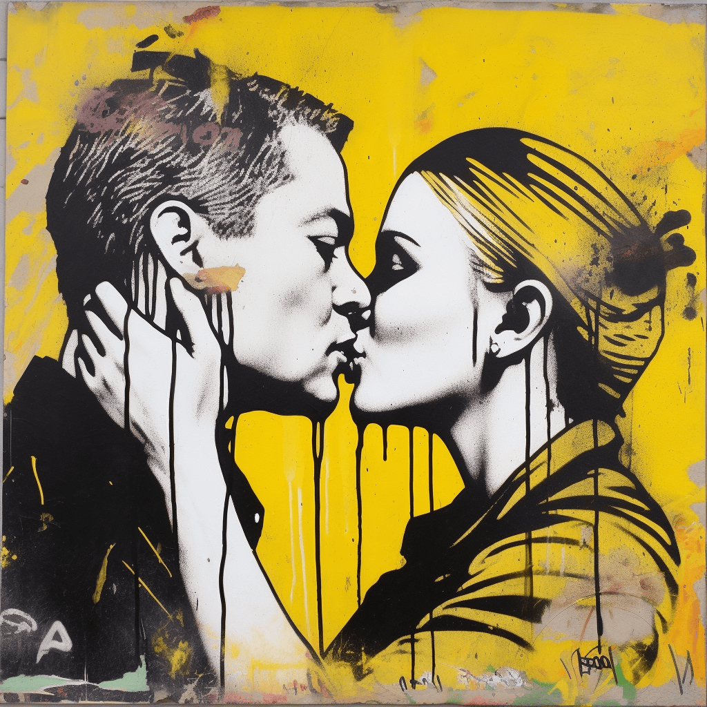man and women kissing