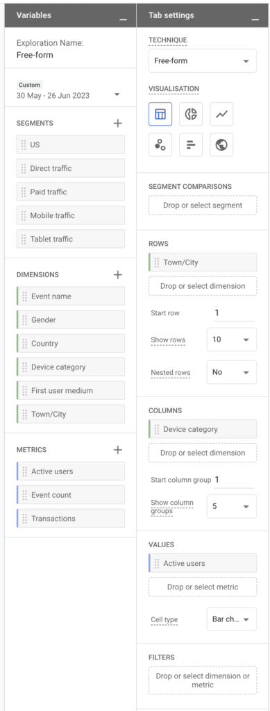 ga4 custom report options